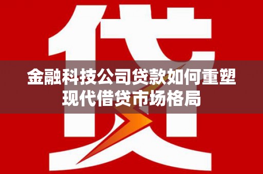 大理金融科技公司贷款如何重塑现代借贷市场格局