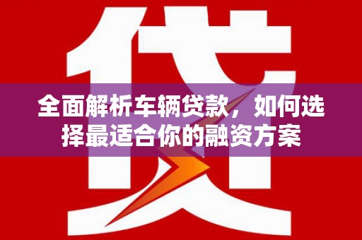 大理全面解析车辆贷款，如何选择最适合你的融资方案
