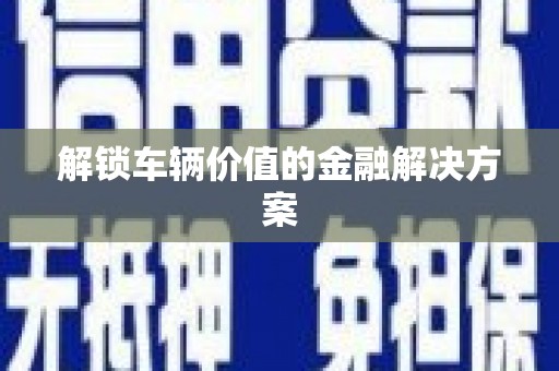 大理解锁车辆价值的金融解决方案